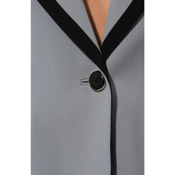 NWT Elie Saab Lapel Wool Crepe Blazer Blue Black Size FR44/US12 $2790 - Picture 4 of 15